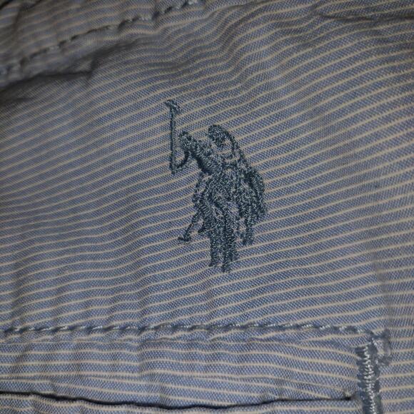 US POLO ASSN Men's Bermuda Golf Shorts Sz 42 Blue White Pinstripes 100% Cotton - Picture 6 of 16